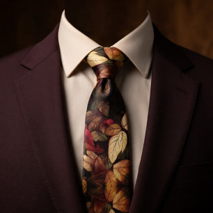 Old Leaves Autumn Colors Neck Tie