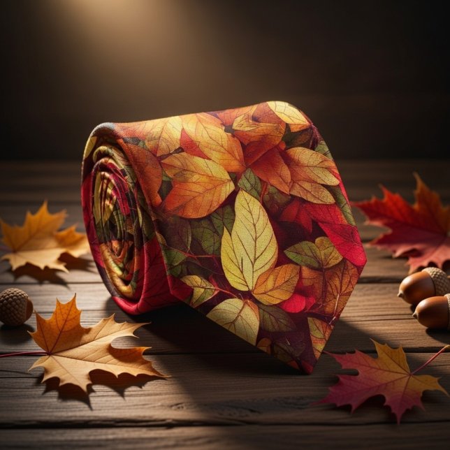 Old Leaves Autumn Colors Neck Tie (Creator Uploaded)