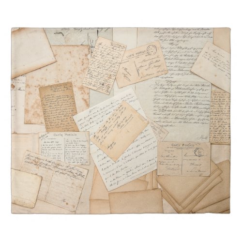 Old letters  handwritings  vintage postcards  e duvet cover