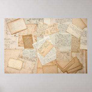 Old letters, handwritings, vintage postcards, e poster