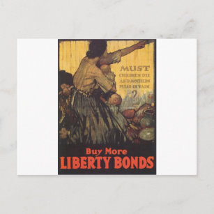 Old "Liberty Bonds"  U.S. War Poster c. 1918 Postcard