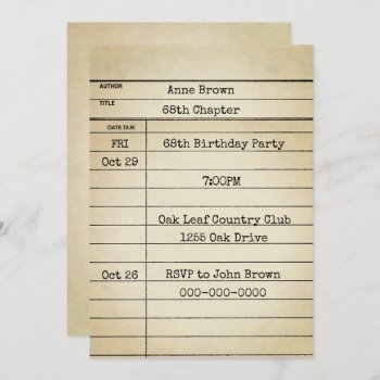 Old Library Card 68th Birthday Party by dryfhout at Zazzle