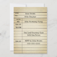 Old Library Card 90th Birthday Party