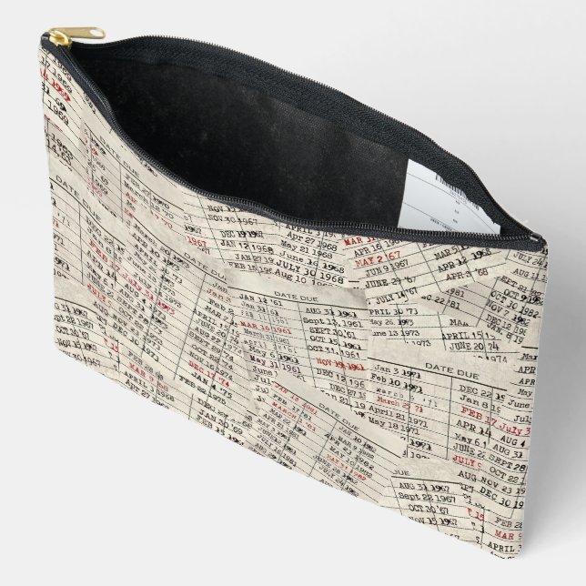 Old Library Card Collection Accessory Pouch (Open)