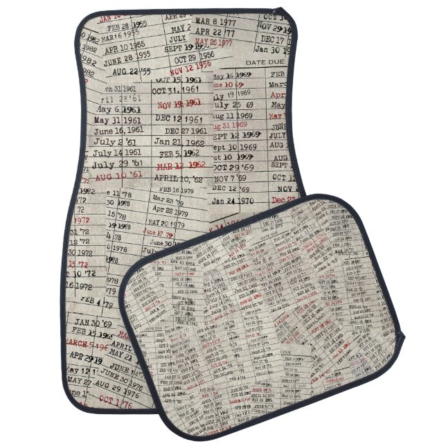 Old Library Card Collection Car Floor Mat (Set)