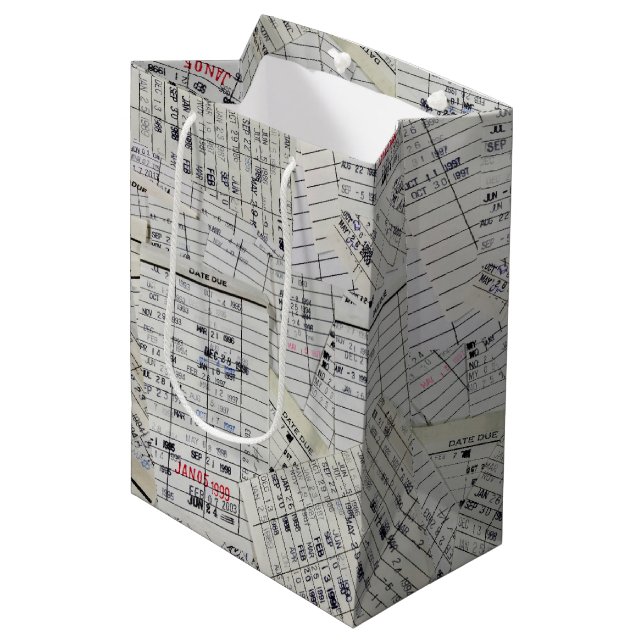 Old Library Card Collection  Medium Gift Bag (Front Angled)