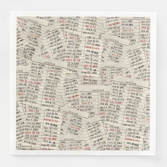 Old Library Card Collection  Paper Dinner Napkins (Front)
