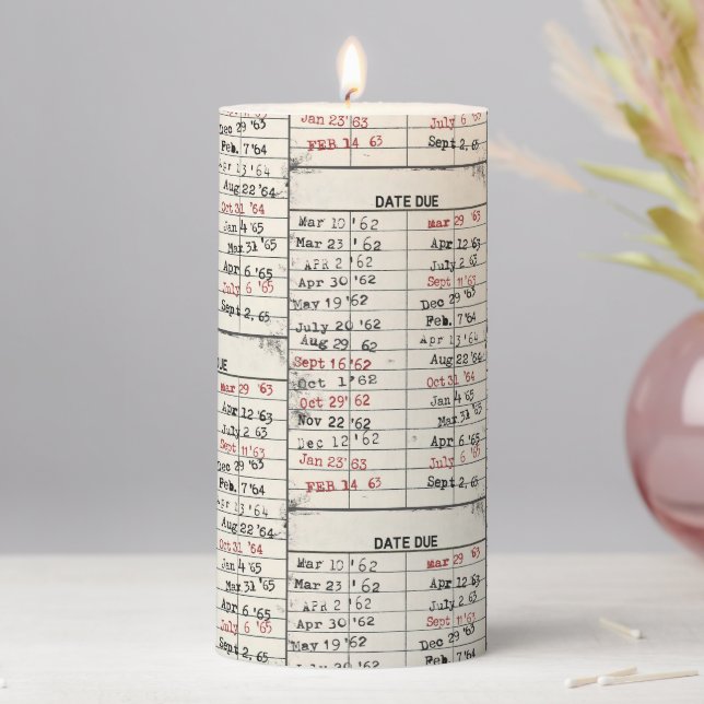 Old Library Card Collection  Pillar Candle (In Situ)