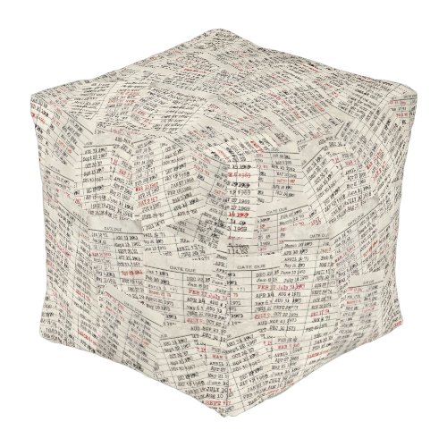 Old Library Card Collection Pouf