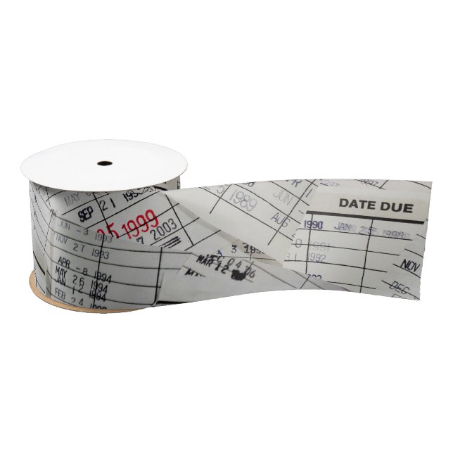 Old Library Card Collection Satin Ribbon (Spool)
