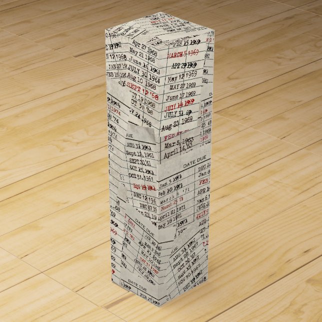 Old Library Card Collection  Wine Box (Front)
