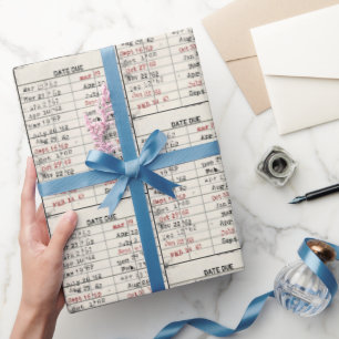 Old Library Card Collection Wrapping Paper