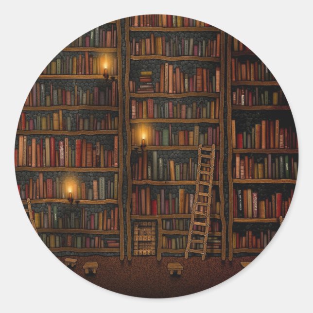 Old Library Reading Room Classic Round Sticker (Front)