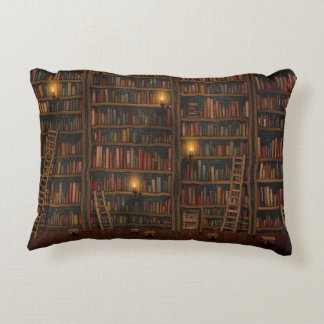 Old Library Reading Room Decorative Pillow