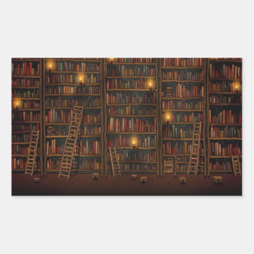 Old Library Reading Room Rectangular Sticker