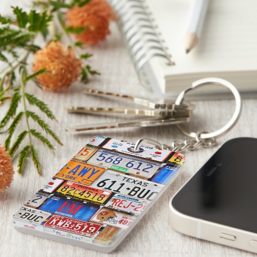 Old License Plates Keychain