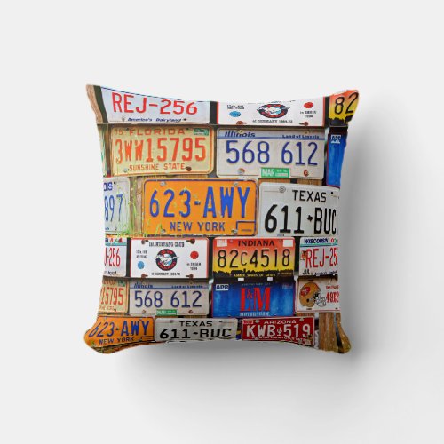 Old License Plates Throw Pillow