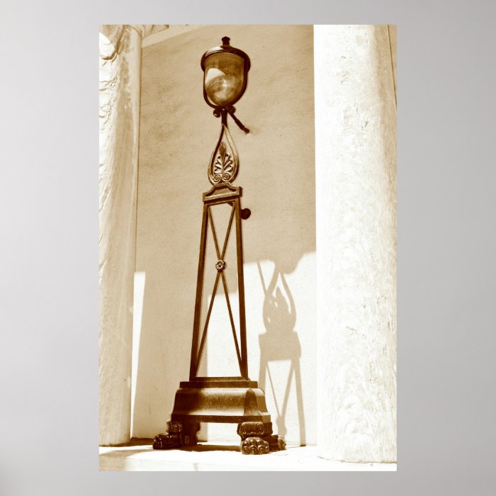 Old light fixture in downtown Philadelphia   sepia Poster