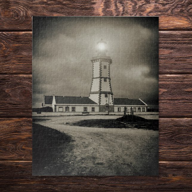 Old lighthouse on a storm night jigsaw puzzle (Old lighthouse on a storm night. jigsaw puzzle)