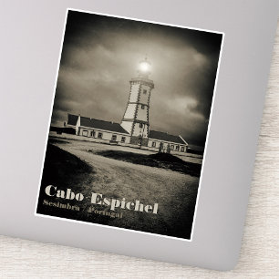 Old lighthouse on a storm night sticker