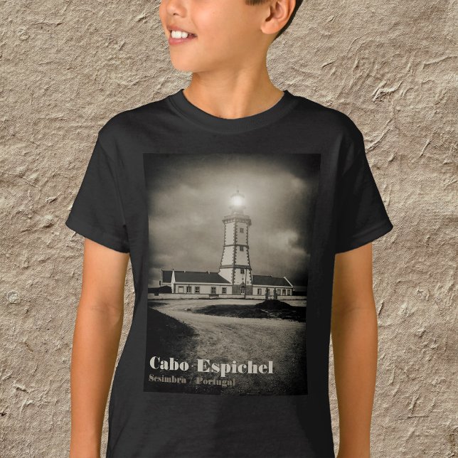 Old lighthouse on a storm night T-Shirt (Old lighthouse on a storm night. Boy Basic Black T-Shirt)