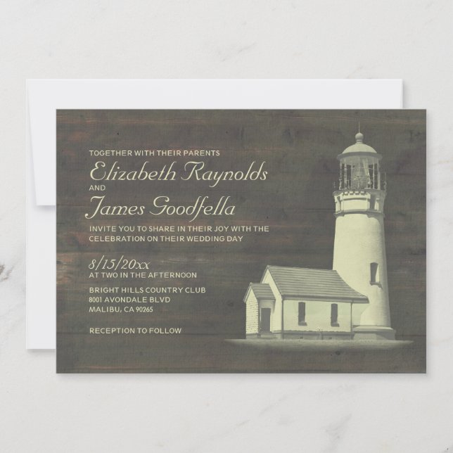 Old Lighthouse Wedding Invitations (Front)