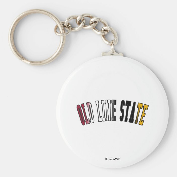 Old Line State in State Flag Colors Keychain