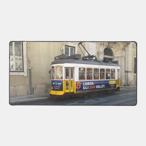 Old Lisbon Tram Vintage Transport in Portugal on Desk Mat