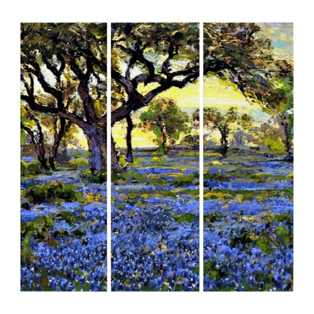 Old Live Oak Tree and Bluebells - Onderdonk art (Front)