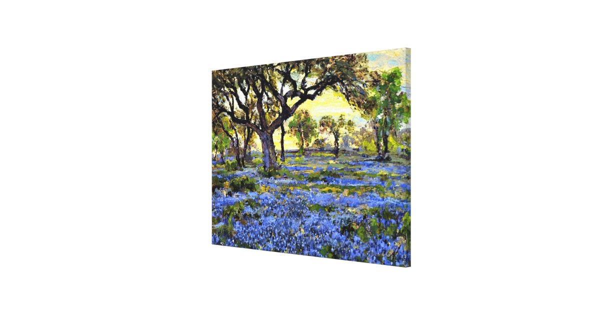Old Live Oak Tree And Bluebells Onderdonk Art Canvas Print Zazzle Com