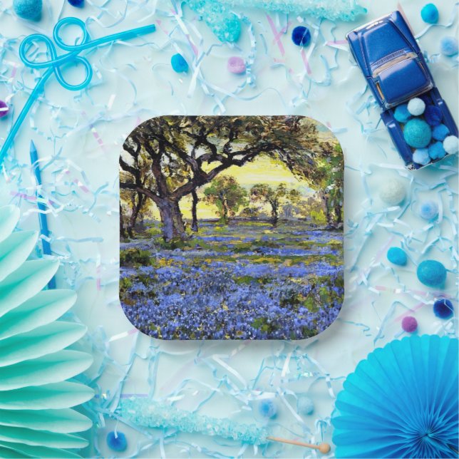 Old Live Oak Tree and Bluebells  Paper Plates (Party)