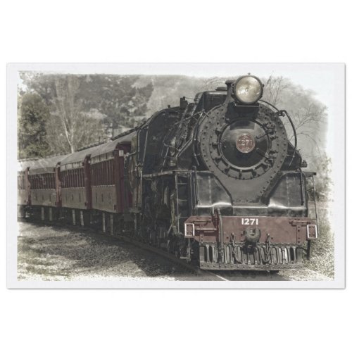Old Locomotive Steam Engine 20x30  Decoupage Tissue Paper