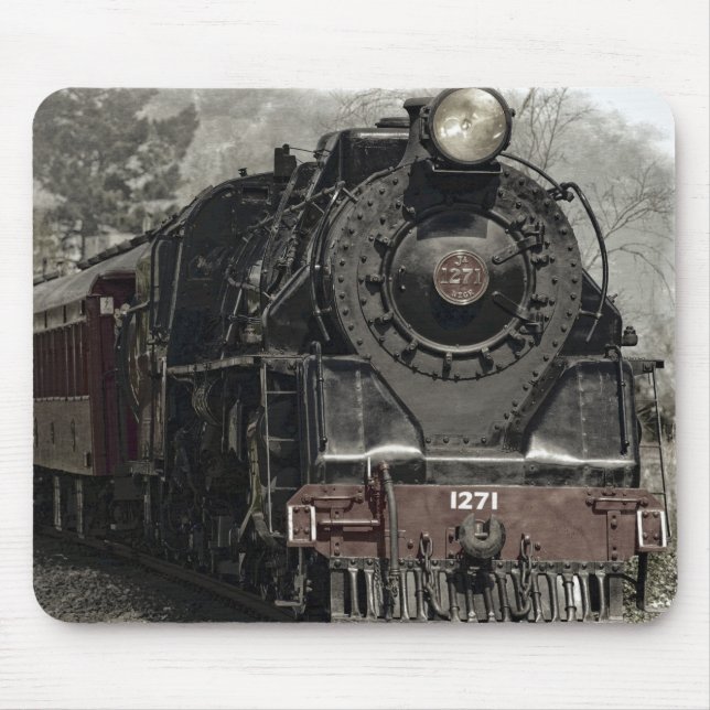 Old Locomotive Steam Engine Mouse Pad (Front)