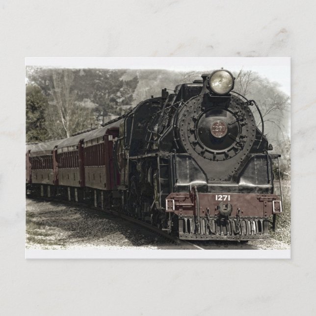 Old Locomotive Steam Engine Postcard (Front)