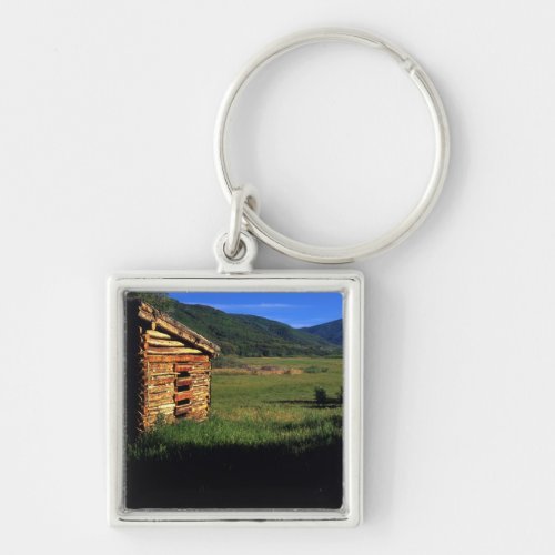 Old log homestead near Park City Utah PR Keychain