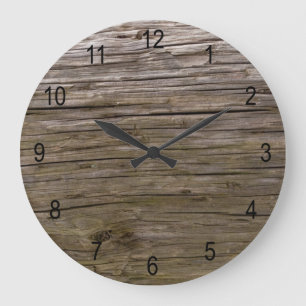 Old log texture large clock