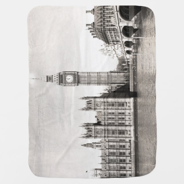 Old London, black and white. Baby Blanket (Front)