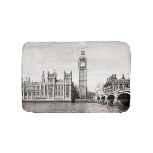 Old London, black and white. Bath Mat (Front)