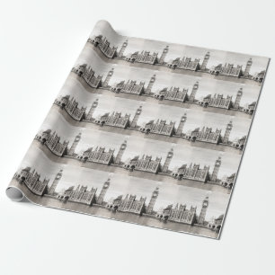 Old London, black and white. Wrapping Paper