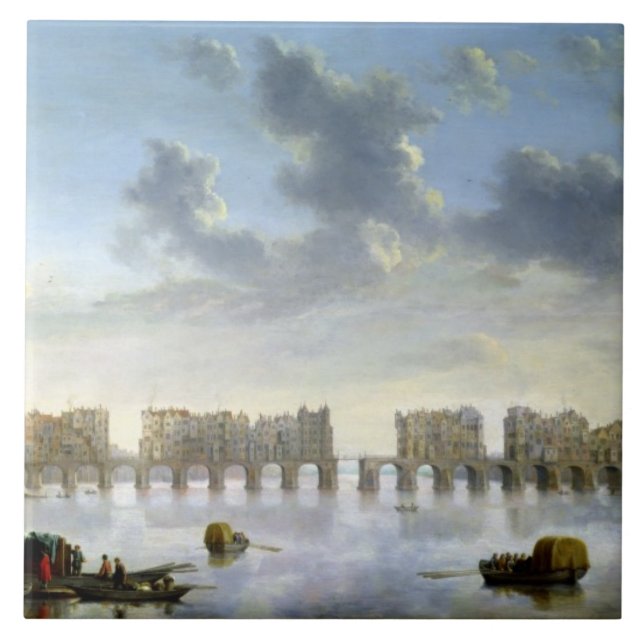 Old London Bridge (oil), c.1630 Tile (Front)