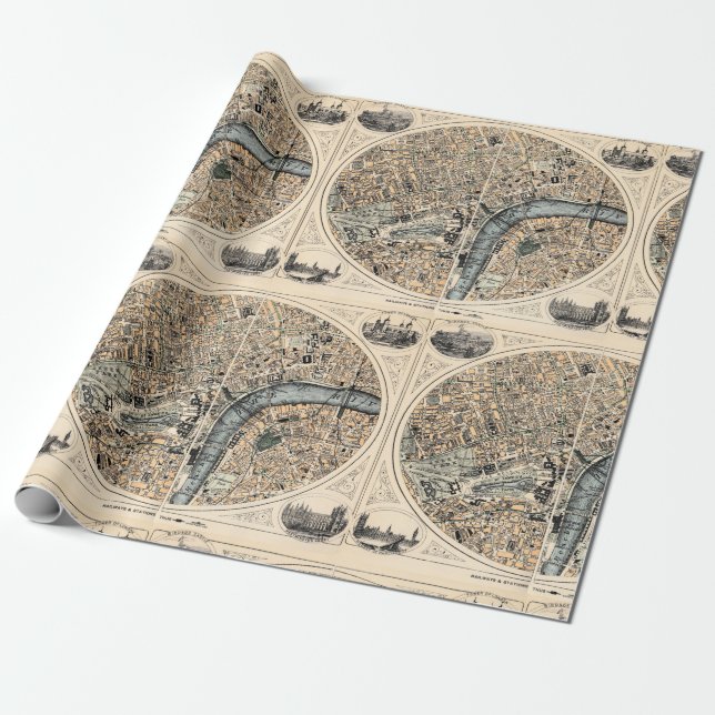 Old London England map Wrapping Paper (Unrolled)