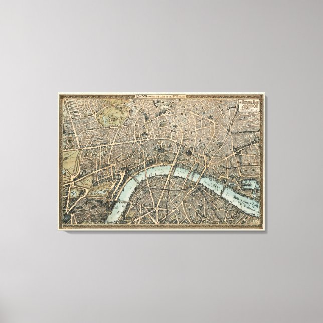 Old London Map 1892 Canvas Print (Front)