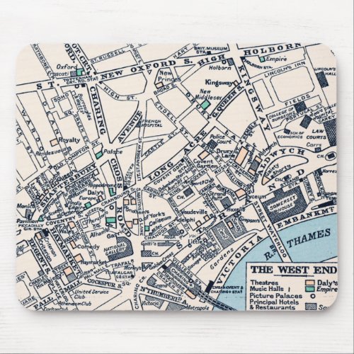 Old London Map of West End Mouse Pad