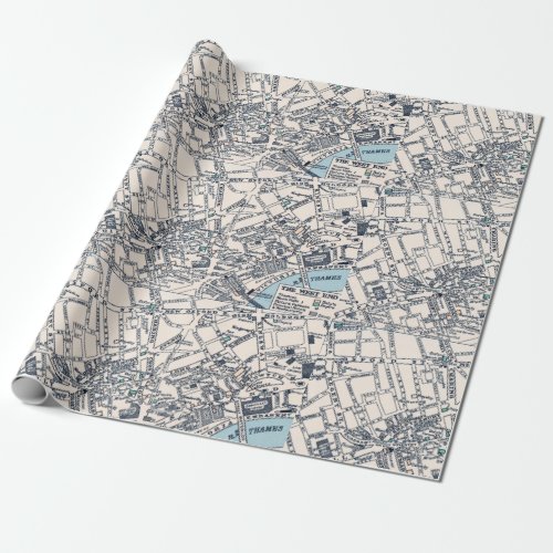 Old London Map of West End Wrapping Paper