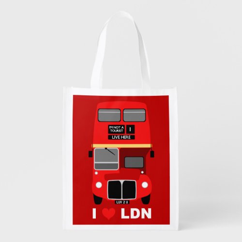 Old London Routemaster Double Decker bus Grocery Bag
