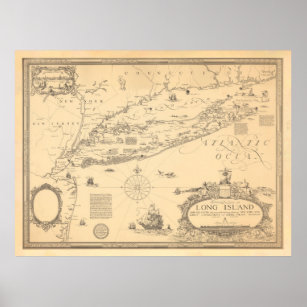 Old Long Island NY Map (1925)  Poster