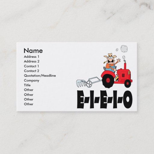 Customizable old macdonald eieio cartoon business cards