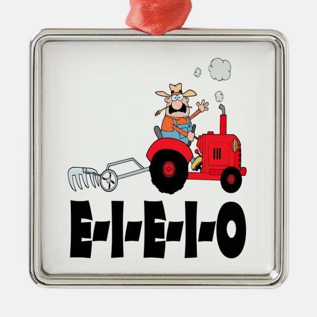 old macdonald eieio cartoon metal ornament (Front)