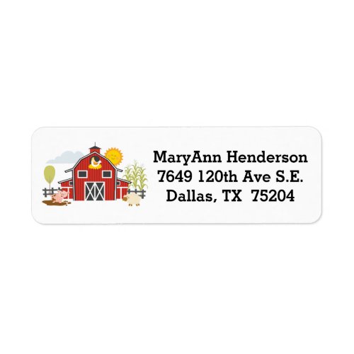 Old Macdonald Farm Barn Address Label