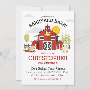 Old Macdonald Farm Barnyard Birthday Party Announcement